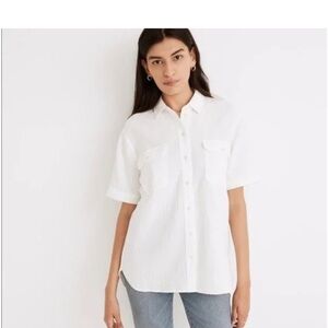 Madewell Lightspun Short-Sleeve Flap-Pocket Shirt, NWT, size M